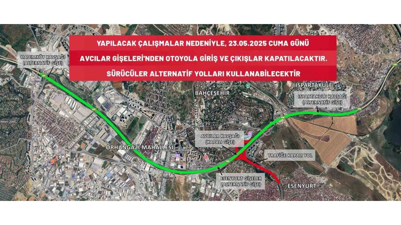 Avcılar Gişeleri Çalışma Nedeniyle Araç Trafiğine Kapatıldı