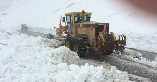 Van-Bahçesaray karayolunda karla mücadele çalışması