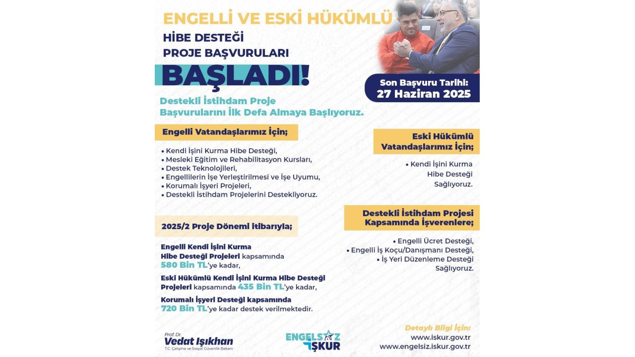 Bakan Işıkhan Duyurdu: Eski Hükümlü Ve Özel Gereksinimli Bireyler İçin İstihdam Desteği Başladı