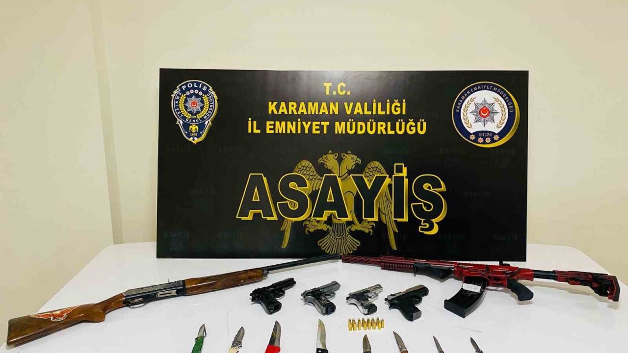 Karaman’da Ruhsatsız Silahlar İle Uyuşturucu Ele Geçirildi