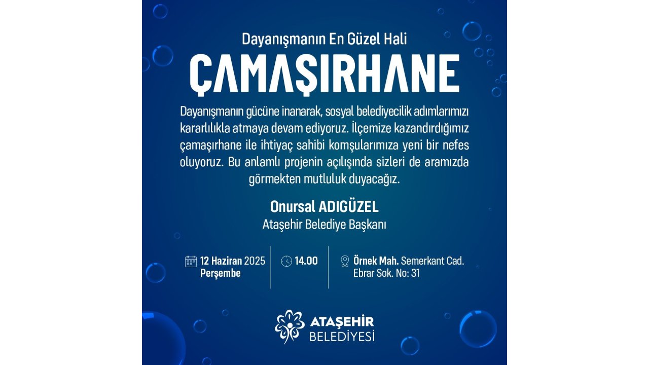 Ataşehir Belediyesi’nden Ücretsiz Çamaşırhane Hizmeti