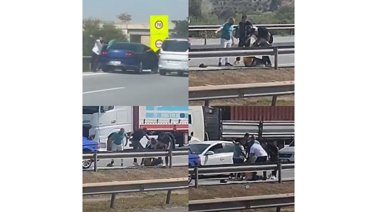 Otoyolda Sürücü Önce Dövüldü Sonra Suyla Ayıtılmaya Çalışıldı: O Anlar Kamerada