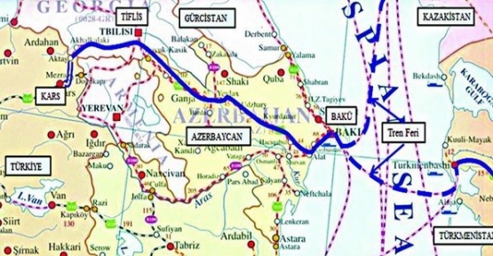 Kars-Tiflis-Bakü demiryolu açılırken